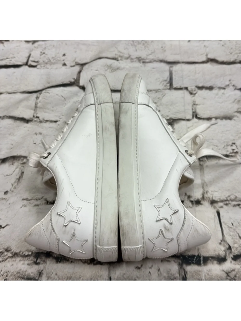 Zadig & Voltaire Women's White Star Smooth Leather Sneakers Size 9